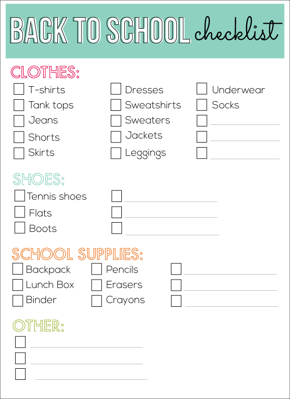 Back to school shopping checklist from www.thirtyhandmadedays.com