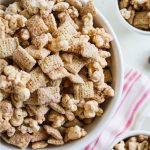 Movie Theater Puppy Chow - a yummy snack that you can use leftover Halloween candy on. www.thirtyhandmadedays.com