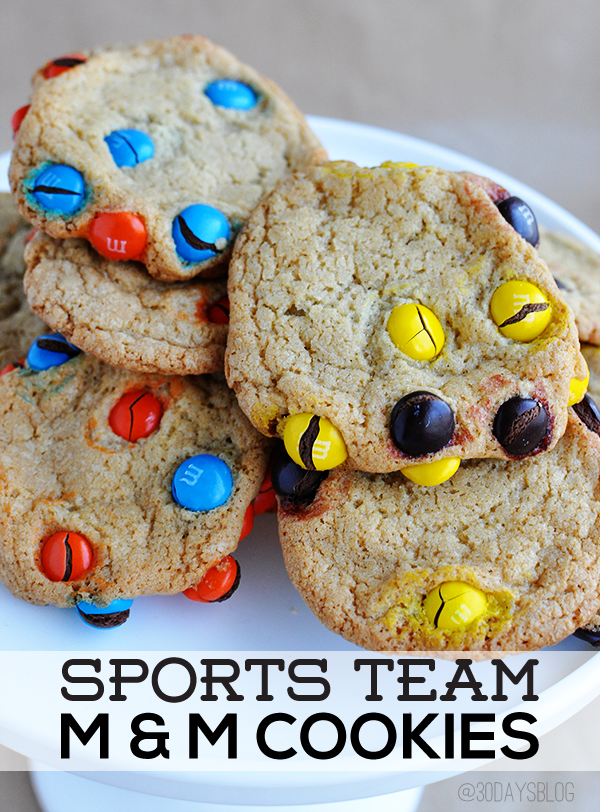 Sports Team M&M Cookies www.thirtyhandmadedays.com