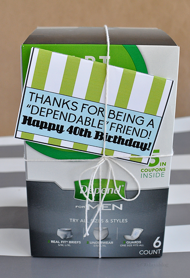 Birthday Gifts for Him: Depends Printable