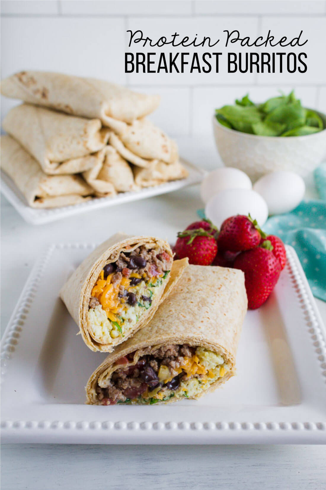 Protein Packed Breakfast Burritos - make these ahead to reheat throughout the week. via thirtyhandmadedays.com