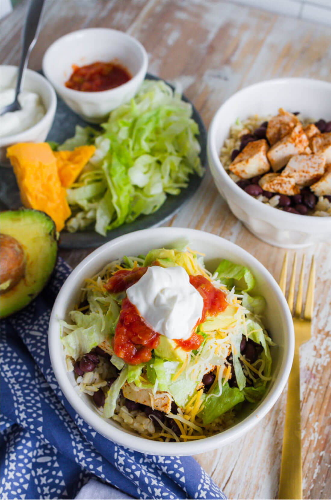 Burrito Bowl Recipe - an easy, healthy, family friendly dinner idea from www.thirtyhandmadedays.com