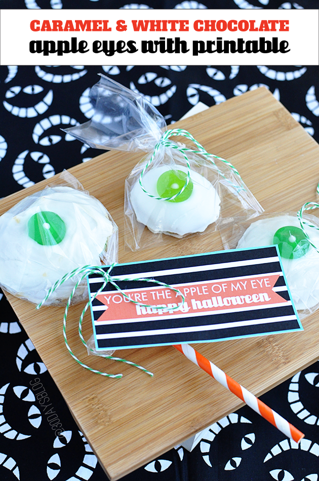 Halloween Treats: Caramel and White Chocolate Caramel Eyes with printable From @30daysblog www.thirtyhandmadedays.com