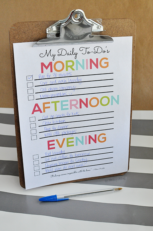 My Daily To Do List printable www.thirtyhandmadedays.com