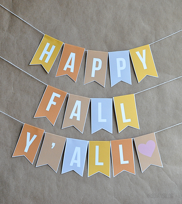 Fall decorations: Printable Banner www.thirtyhandmadedays.com