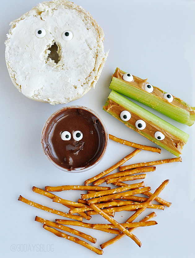 SO simple and silly- halloween food ideas, perfect for snacks! www.thirtyhandmadedays.com