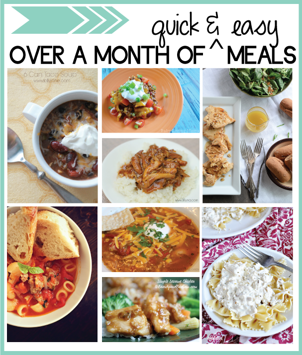 Over a month of must try easy dinner recipes- soups, casseroles, slow cooker + more! Featured on www.thirtyhandmadedays.com