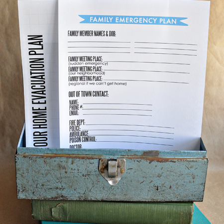 Printable Family Emergency Plan - use this printable to prepare your family in case of an emergency. www.thirtyhandmadedays.com