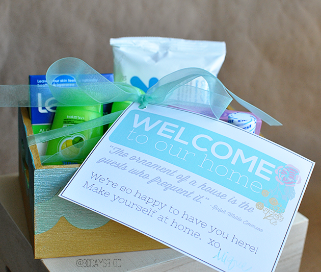 House guest Gift Ideas: Welcome to my home box w/ cute printable. Perfect to welcome any guest! www.thirtyhandmadedays.com