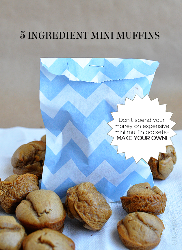 Don't spend money on expensive mini muffin packets- make your own! 5 ingredient mini muffins using a blender! www.thirtyhandmadedays.com