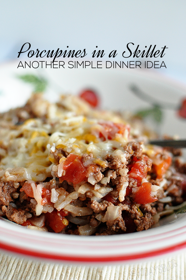 Porcupines in a Skillet- one of our favorite dinner ideas. A crowd pleaser for sure! www.thirtyhandmadedays.com