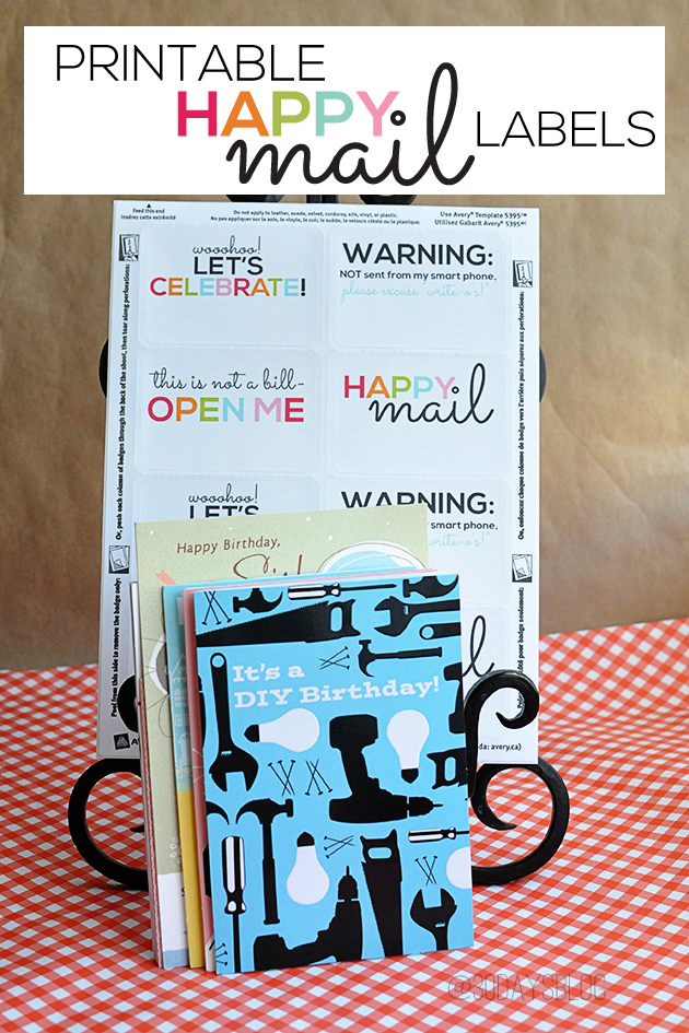 Adorable happy mail printable labels! from www.thirtyhandmadedays.com