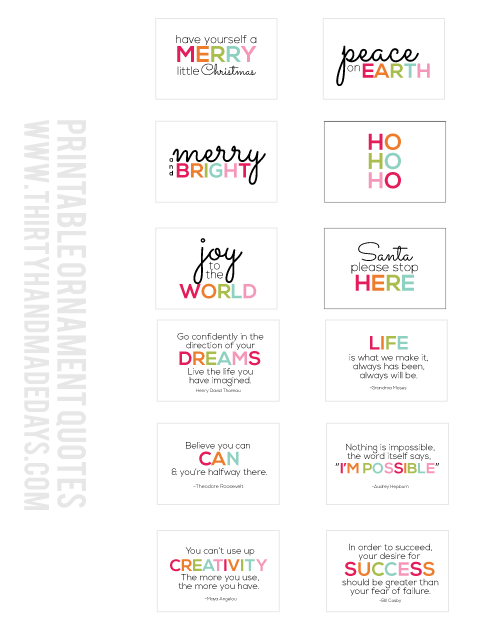 Printable Ornaments and Interchangeable Quotes from www.thirtyhandmadedays.com