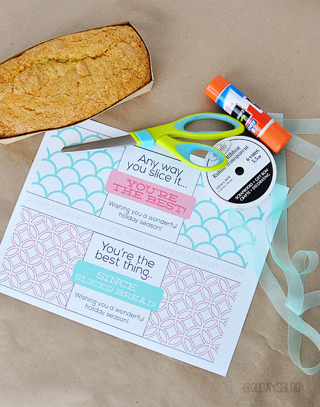 Holiday gift idea- bread printable supplies www.thirtyhandmadedays.com