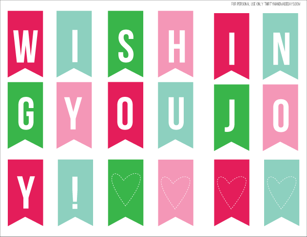 Wishing You Joy Printable Banner from www.thirtyhandmadedays.com