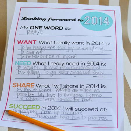 Printable New Year's Resolutions for YOU - print this and use as a guide to start the new year! www.thirtyhandmadedays.com