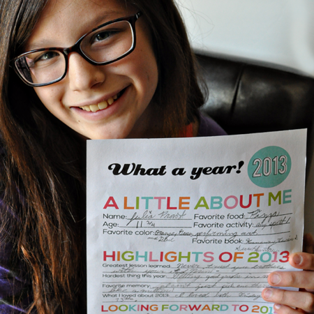 New Years Resolutions for Kids - fun printable to set goals for 2014 www.thirtyhandmadedays.com