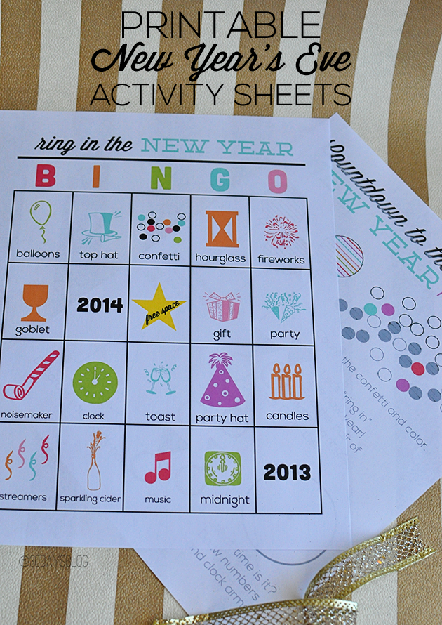 Printable New Years Eve Activity Sheets for Kids - fun to ring in the new year www.thirtyhandmadedays.com