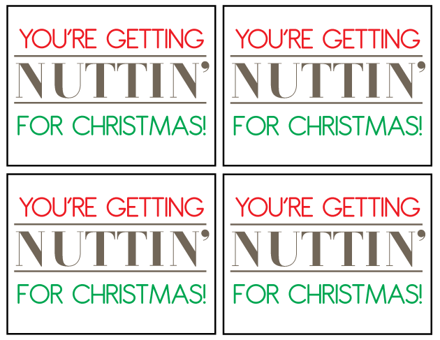 You're getting nuttin' for Christmas printable from www.thirtyhandmadedays.com