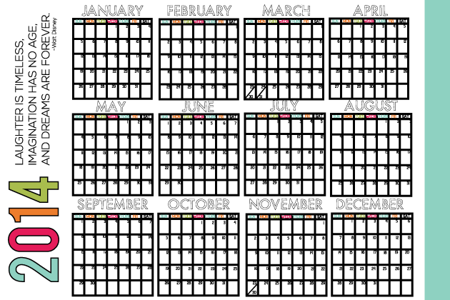 Printable Mini Calendar for 2014 Printable Mini Calendar for 2014