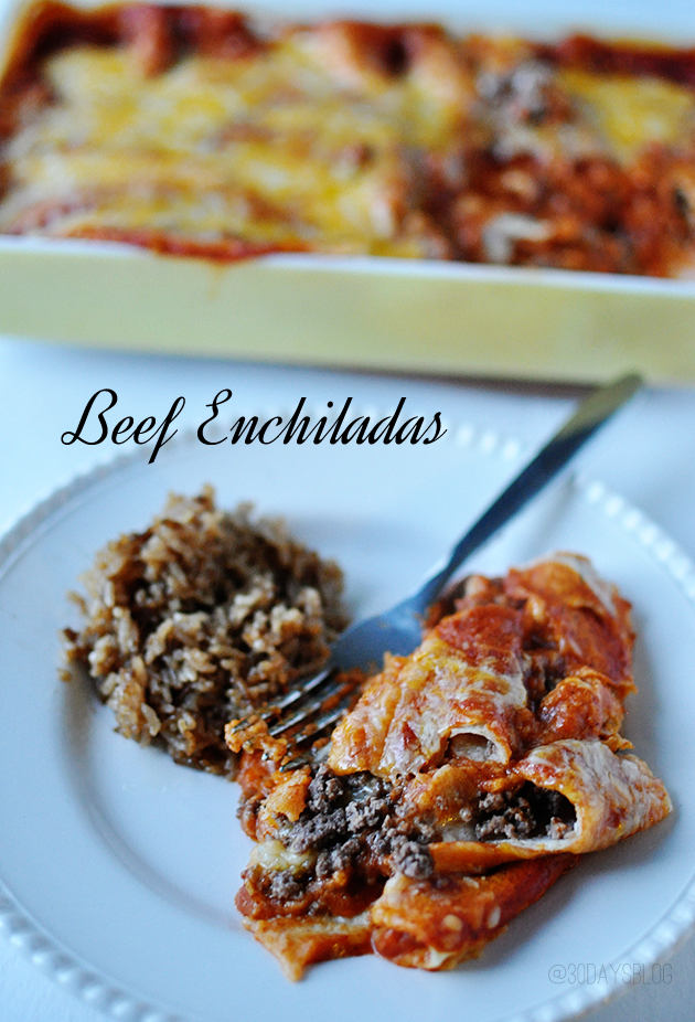 Easy & Delicious Homemade Beef Enchiladas. These can be made ahead and bake in the over in time for dinner. www.thirtyhandmadedays.com