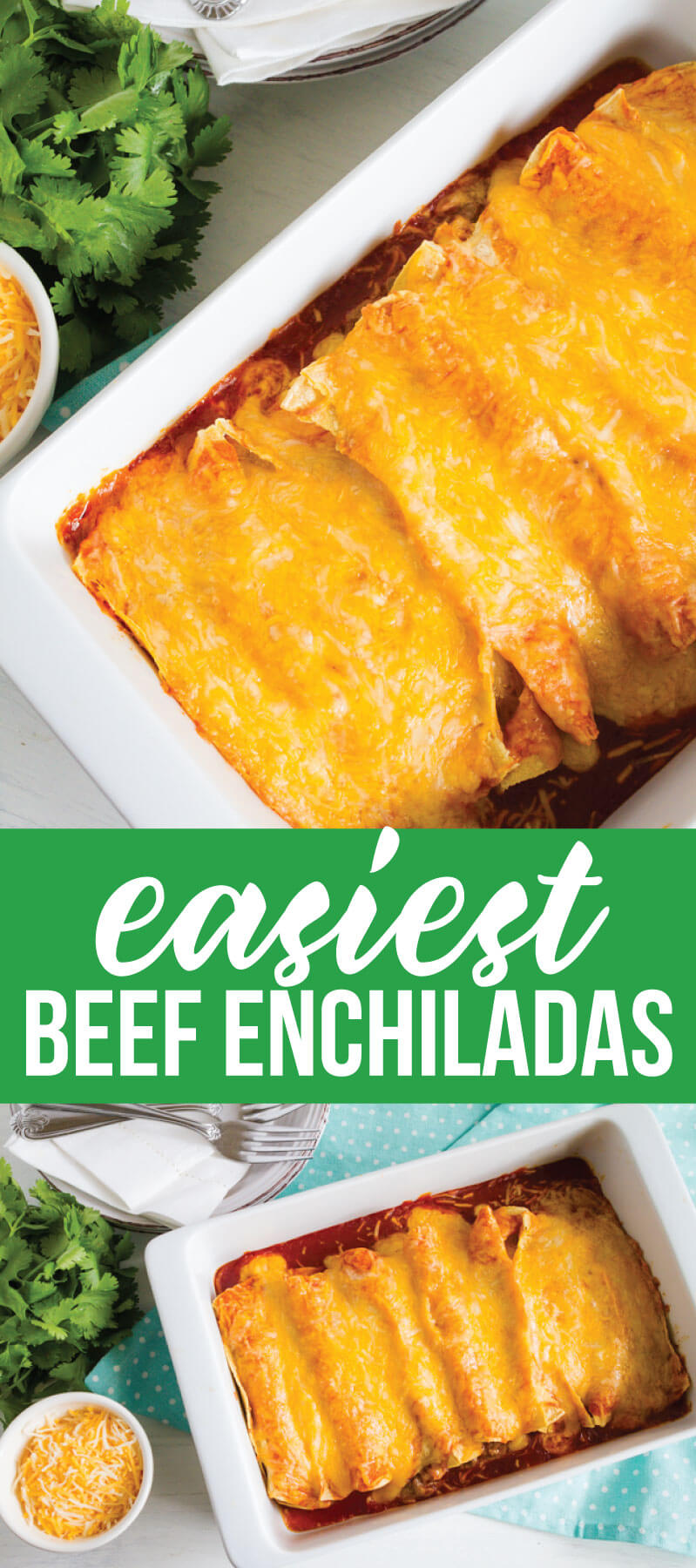 Easiest Homemade Beef Enchiladas Ever! This main dish recipe takes minutes to make. www.thirtyhandmadedays.com