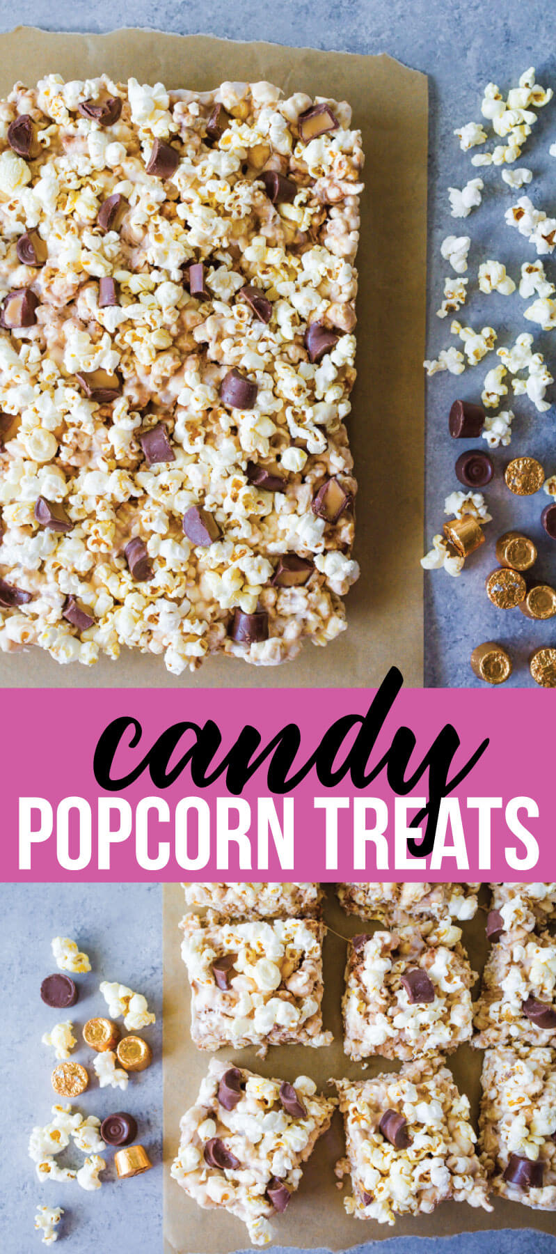 With a handful of ingredients and under ten minutes you get these amazing Candy Popcorn Treats with Rolos. via www.thirtyhandmadedays.com