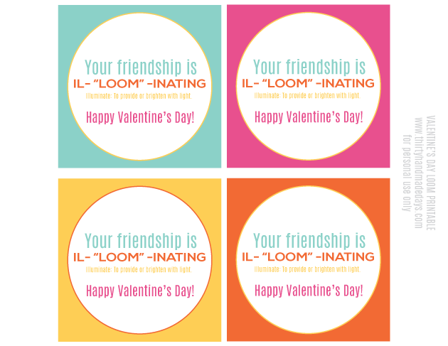 Your friendship is illuminating! Fun printable for Valentine's Day from www.thirtyhandmadedays.com