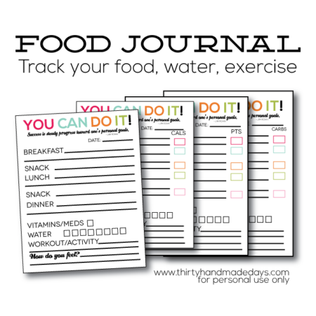 Printable Food Journal with something for everyone! from www.thirtyhandmadedays.com