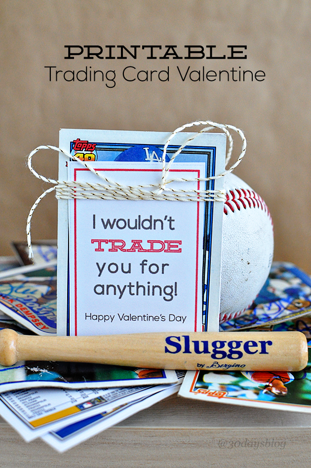 Fun trading card Valentine Day printable.  Could be used for all types of cards.  www.thirtyhandmadedays.com