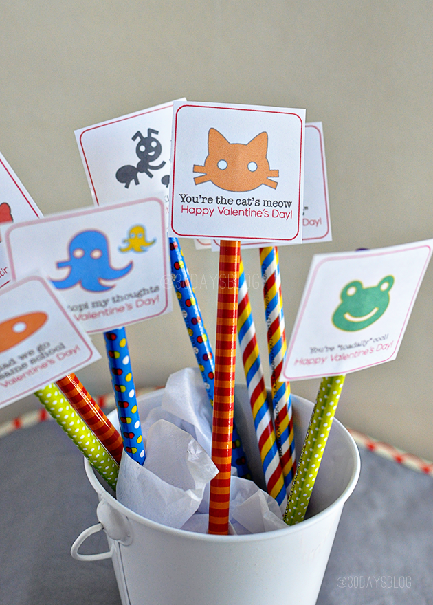 Printable Pencil Toppers for Valentine's Day