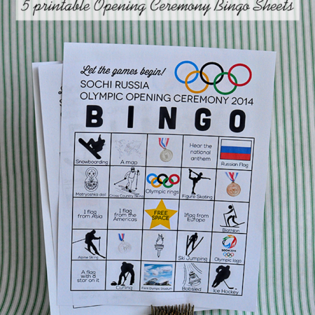 Printable Winter Olympics BINGO- 5 sheets perfect for the Opening Ceremony www.thirtyhandmadedays.com