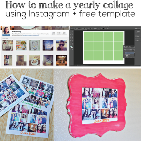 How to make a yearly collage using Instagram and a free template from www.thirtyhandmadedays.com