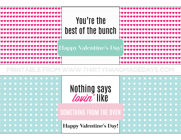 Printable Valentine's Day Bread Wrapper www.thirtyhandmadedays.com