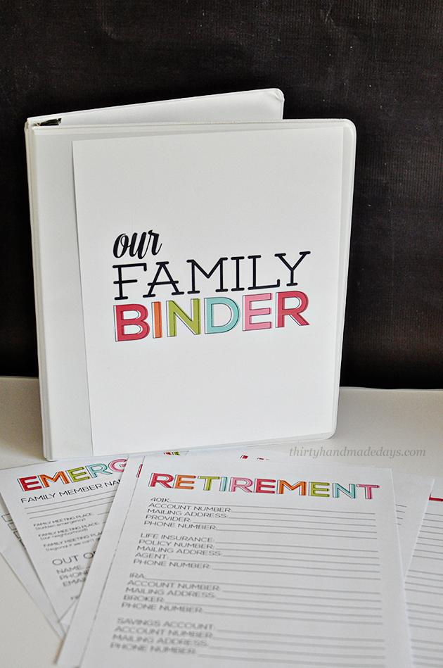 Printable Updated Family Binder
