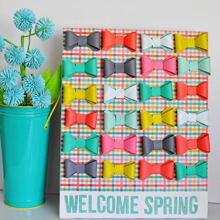 Adorable "Welcome Spring" Bow Canvas- made using the new Cricut Explore. So easy & fun way to welcome spring! www.thirtyhandmadedays.com