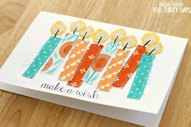 15 Candle Handmade Sewn Birthday Card