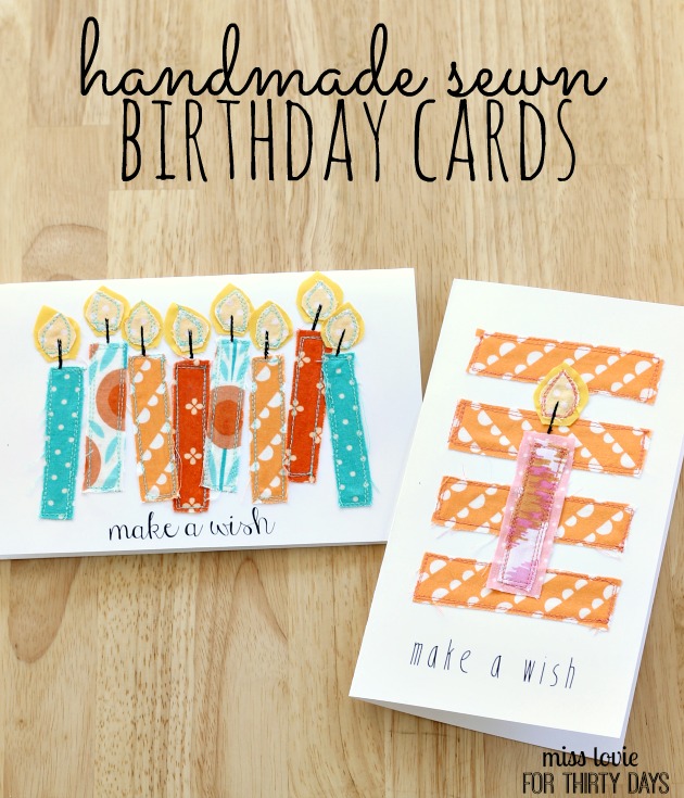 Handmade Sewn Birthday Cards-Miss Lovie for Thirty Days