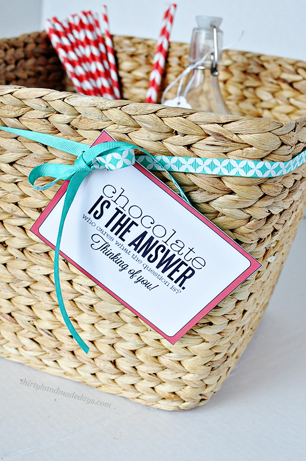 Fun gift basket idea + cute coordinating tags | Thirty Handmade Days 