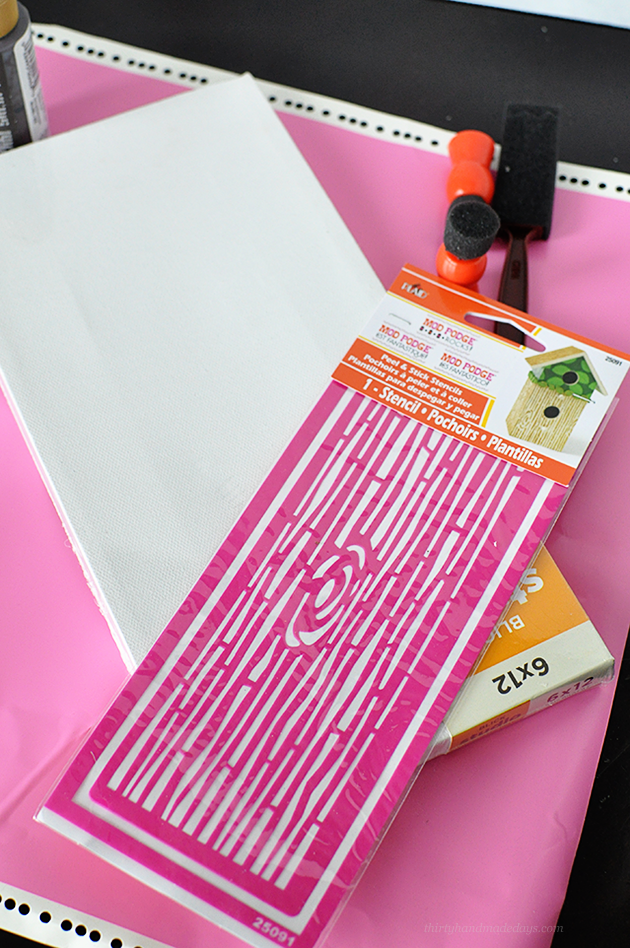 Some of the supplies used to create my DIY stenciled canvas | Thirty Handmade Days 