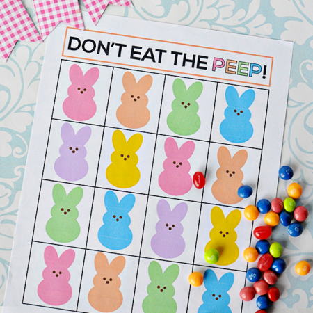 Super fun "Don't Eat the Peep" Easter game. Print out and play with your family! Thirty Handmade Days