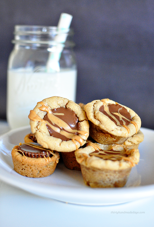 Double Dribble Peanut Butter Cup Cookies- simple to make but taste amazing www.thirtyhandmadedays.com