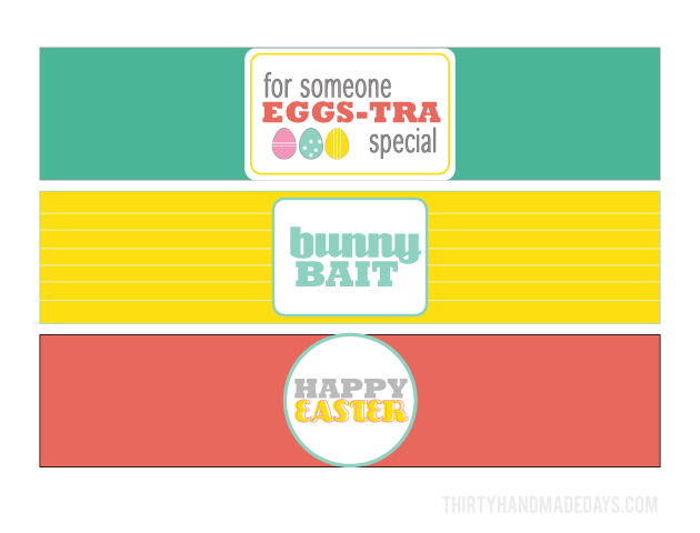 Bright and fun Easter treat printables for a bottle | Thirty Handmade Days