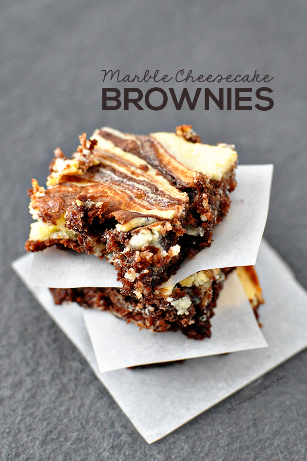 Make these amazing Marble Cheesecake Brownies and blow everyone away! | Thirty Handmade Days