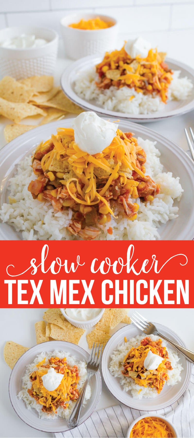 Slow Cooker Chicken Tex Mex - simple crockpot recipe that the whole family will love! via www.thirtyhandmadedays.com