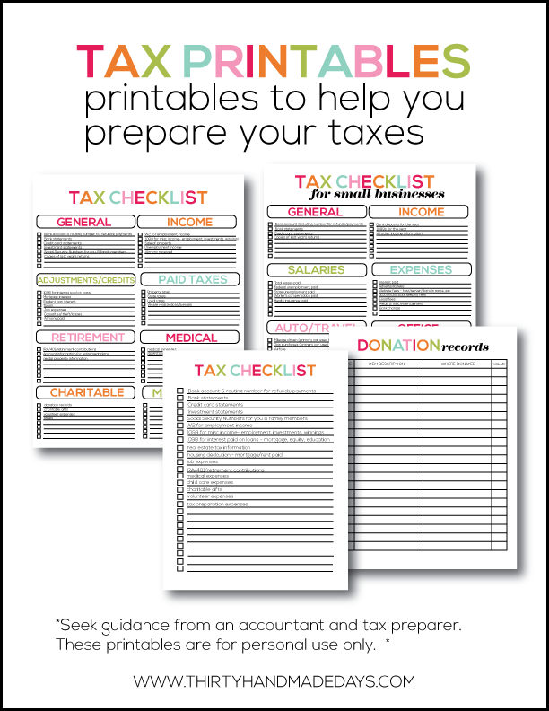 Printable Tax Information for Your Budget Binder