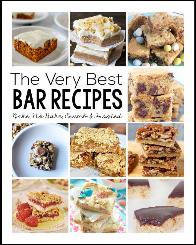 The Very Best Bar Recipes- a round up of frosted, crumb, bake and no bake recipes. There's something for everyone! | Thirty Handmade Days 