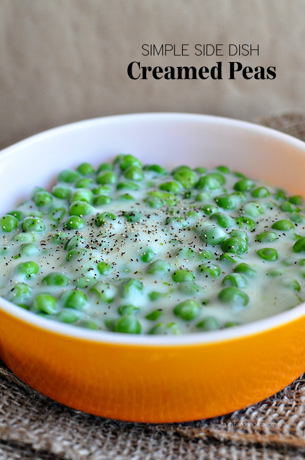 Simple side dish: Creamed Peas using 5 ingredients you most likely have on hand. So delicious! | Thirty Handmade Days