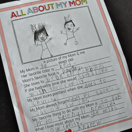 Fun fill in the blank Mother's Day Printable