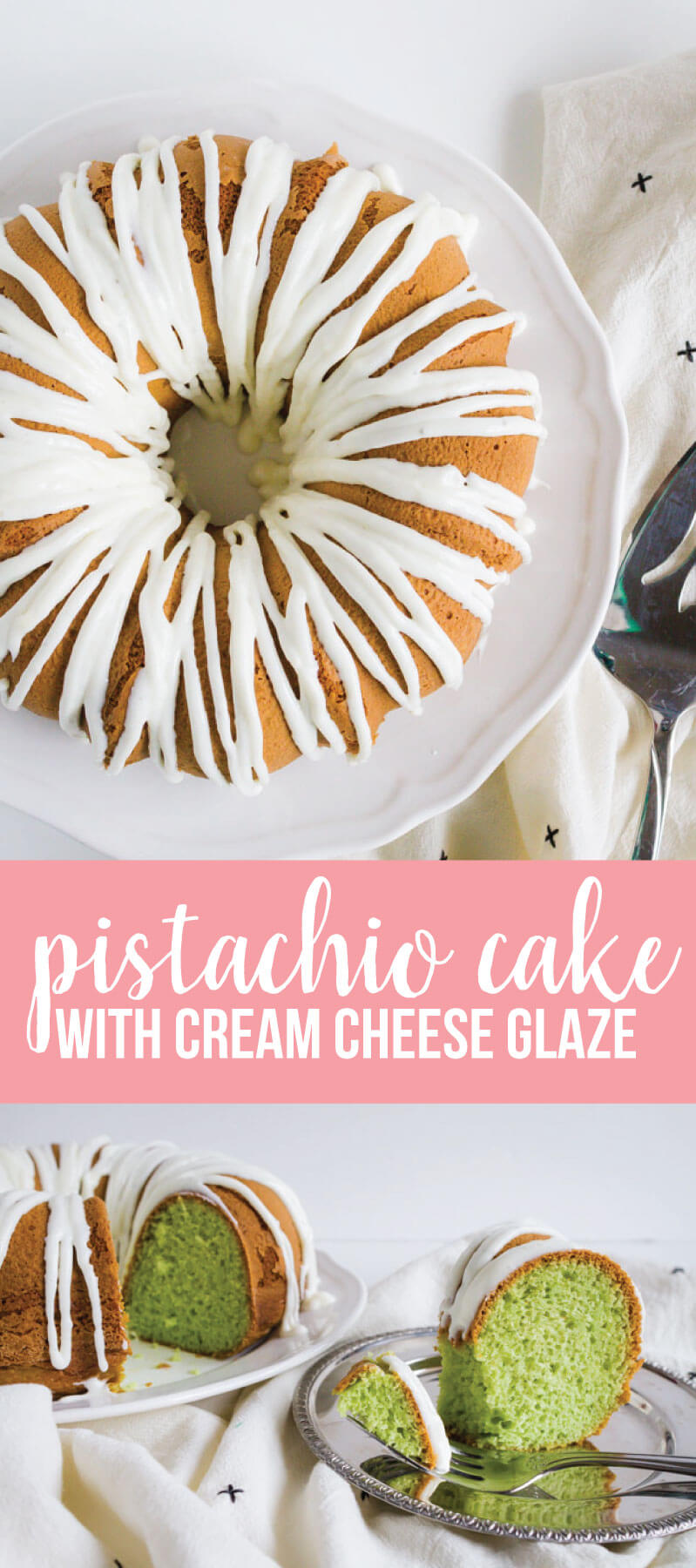 Pistachio Cake with Cream Cheese Glaze
